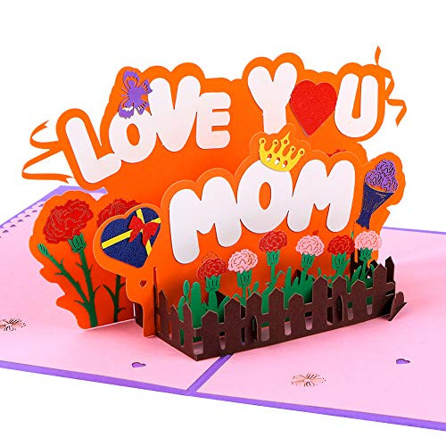 Hohomark Mothers Day Pop Up Cards from Daughter Son Love You Mom 3D Birthday Cards for Mom 3D Mothers Day Greeting Card with Envelope for Mother Mom Her Women 6"x 8"