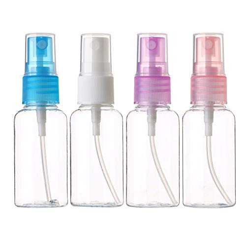 Plastic Spray Bottles 30ML- 4 Pack 1oz Empty Portable Refillable Makeup Clear Sprayer Bottle with Fine Mist Sprayer for Perfume Essential Oils Liquids Aromatherapy Travel Size -4 Pack-