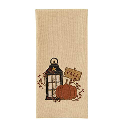 Park Designs Lantern  and  Pumpkin Embroidered Dishtowel