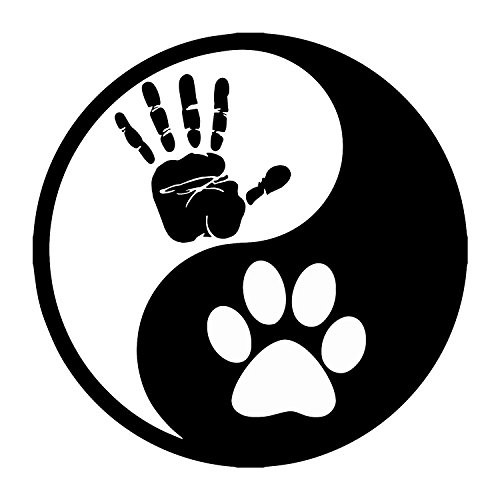 Bargain Max Decals Yin Yang Human Hand Dog Paw Black White Window Laptop Car Sticker 6"