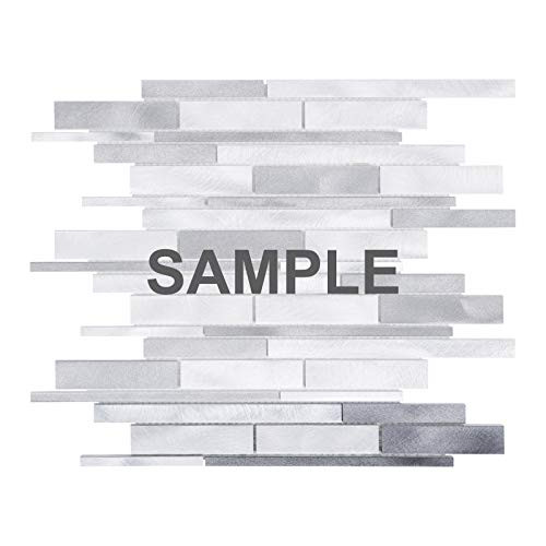 Modket TDH438AL-S Sample Gray Aluminum Metallic Metal Linear Modern Mosaic Tile Backsplash Kitchen Bath Bathroom Shower Interior Wall