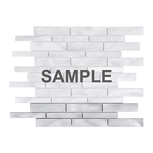 Modket TDH507AL-S Sample Gray Aluminum Metallic Metal Swirling Textured Linear Modern Mosaic Tile Backsplash Kitchen Bath Bathroom Shower Interior Wall