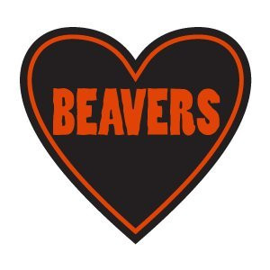 Oregon State Beavers Sticker Oregon Vintage Text in Black Heart Shaped Decal Apply Mug Phone Laptop Water Bottle Cooler Bumper OSU Benny Beaver Vinyl