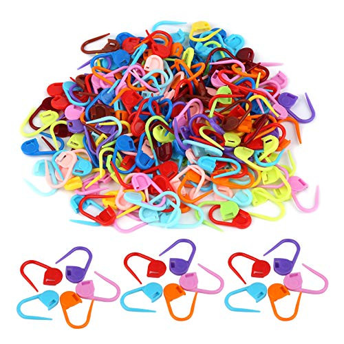 Lokunn 200 PCS Crochet Stitch Markers Colorful Locking Stitch Markers Plastic Crochet Stitch Counters Crochet Clips for Weaving Sewing and Knitting DIY Craft