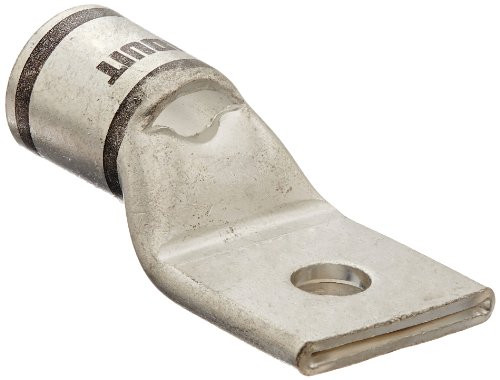 Panduit LCAS2-0-14-X Tin-Plated Copper Compression Connector Lug One-Hole Short Barrel with Window 2-0 AWG Wire 1-4" Stud Hole