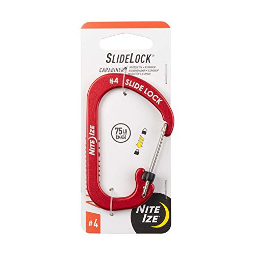 Nite Ize CSLA4-10-R6 SlideLock Carabiner Size #4 Red