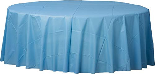 Round Pastel Blue Plastic Table Cover - Party Tableware 84"
