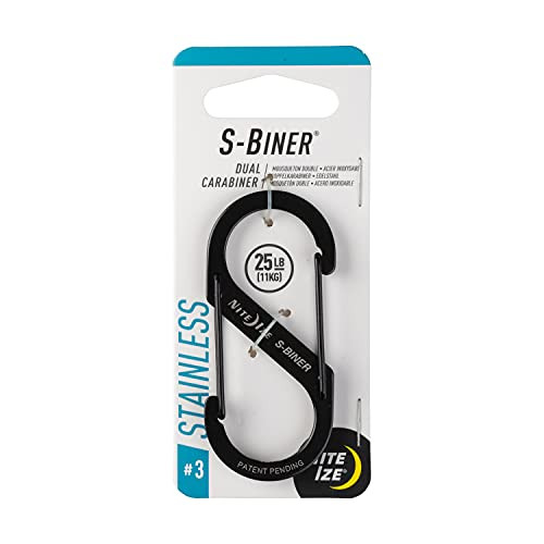 Nite Ize SB3-03-01 Size-3 S-Biner Dual Carabiner Stainless-Steel Black