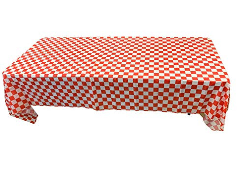 Red and White Gingham Checked Plastic Table Cover Rectangle 54 Inch x 108 Inch Disposable
