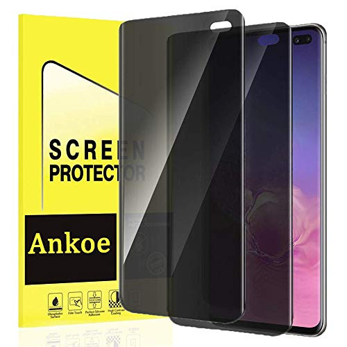 [2-Pack] Galaxy S10 Plus Privacy Screen Protector, Ankoe [Anti-Spy] [Case Friendly] [Full Coverage] [3D Touch Compatible] Premium Tempered Glass Screen Protector for Samsung Galaxy S10 Plus 2019