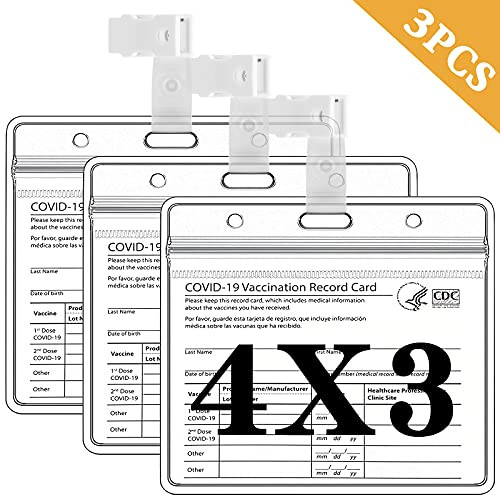 -3PCS-Clip- TSAIYOGA Vaccine Card Protector CDC Vaccination Card Protector 4x3 Covid Vaccine Card Holder Immunization Card Sleeve Plastic Waterproof