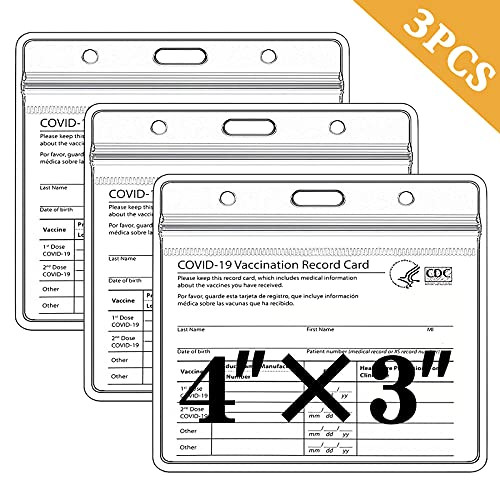 -3PCS- TSAIYOGA Vaccine Card Protector CDC Vaccination Card Protector 4x3 Covid Vaccine Card Holder Immunization Card Sleeve Plastic Waterproof