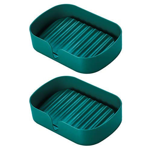 TOPSKY Soap Dishes Waterfall Soap Trays with Drain Self Draining Soap Saver Soap Holders for Bathroom and Kitchen 2 Pack -Dark Green- TOPSKY Soap Dishes Waterfall Soap Trays with Drain Self Draining Soap Saver Soap Holders for Bathroom and Kitchen 2 Pack -Dark Green-