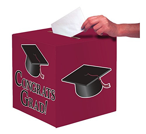 Creative Converting Congrats Grad Card Holder Box Burgundy -