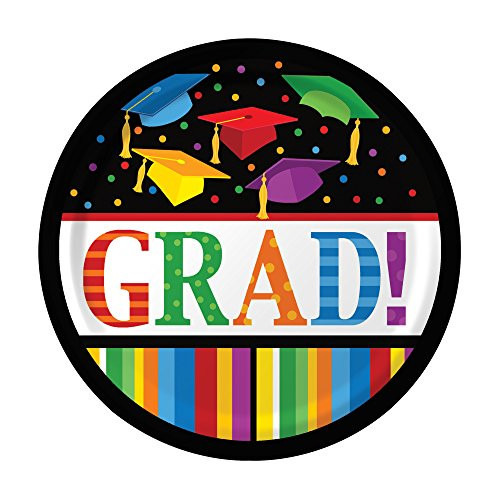 Creative Converting 8 Count Sturdy Style Paper Lunch Plates 7" Graduation Fest Multicolor