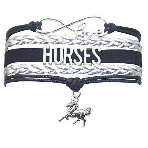 HHHbeauty Horse Bracelet Leather Infinity Girls Horse Charm Bracelet Friendship Gift for WomenGrilsMen Includig Infinity Love Charm Letter Horse Charm -Black and Silver- HHHbeauty Horse Bracelet Leather Infinity Girls Horse Charm Bracelet Friendship Gift for WomenGrilsMen Includig Infinity Love Charm Letter Horse Charm -Black and Silver-
