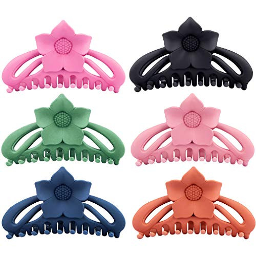 Flower Hair Clips for Women 6Pcs Aprince Banana Clips Hair Claw Clips Claw Hair Clips for Thick Hair Claws Large Hair Clips for Thick Hair Banana Clip Big Hair Clips Banana Hair Clips Large Hair Clips Claw Brand- Aprince