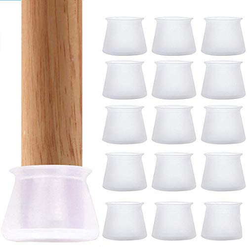 32 Pcs Furniture Silicon Protection Cover - Transparent Silicon Chair Leg Caps Chair Leg Floor Protectors Round  and  Square Anti-Slip Floor Protectors for Furniture Legs Prevents Scratches and Noise 