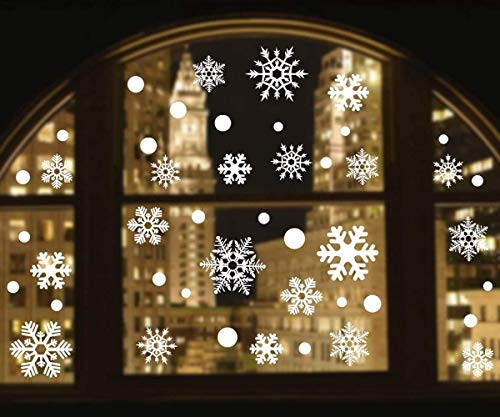 Alivonao 8 Sheets 258 Pcs Christmas Window Clings Large Snowflake Window Stickers Christmas Window Descoration for Stores Houses Offices Schools