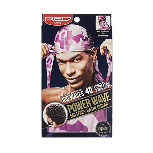 RED by KISS POWER WAVE MILITARY SATIN Durag -Pink-