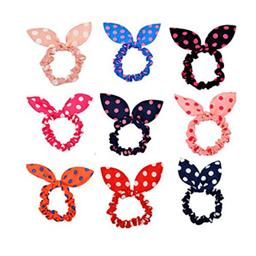 Lovef 20 PCS Girls Rabbit Ear Hair Tie Bands Ropes Ponytail Holder -20PCS Rabbit Ear-