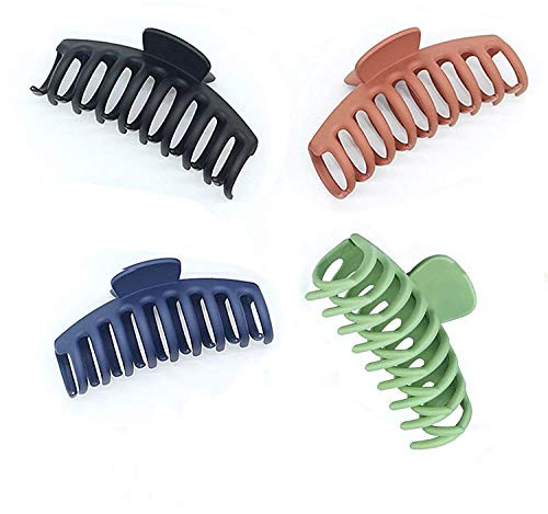 4 PCS Big Hair Claw Clips 4.33 Inch Nonslip Large Claw Hair Clips for Women and Girls Thin Hair Strong Hold Hair Clips for Thick Hair 4 Color