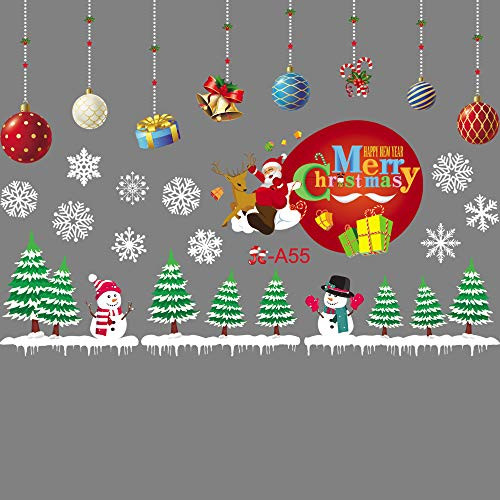 ONDY Christmas Decoration Stickers Window Glass Clings 2021 New Holiday Merry Christmas Removable Dress Up DIY Static Stickers Decals for Living Room Bedroom Shop Window