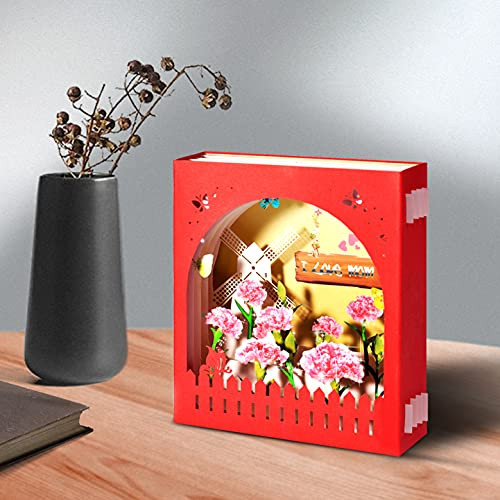 KUCHEY Mothers Day Card Gifts for Mom I Love Mom Card from Daughter or Son Mothers Day Birthday Thanksgiving Day Christmas Gifts 3D Pop Up Carnation Greeting Card