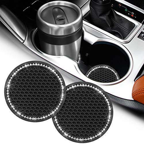SAVORI Car Coasters for Cup Holder Universal Car Coaster Bling Silicone Anti Slip Cup Holder Insert Coaster Car Interior Accessories 2.75 inch -2 Pack-