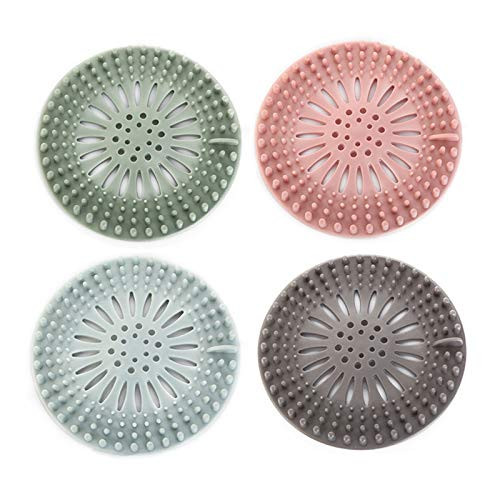 Hair Catcher Silicone Hair Stopper 4 Pack- Bathtub Drain Stopper Shower Drain Cover Easy to Install and Clean Suit for Bathroom Bathtub and Kitchen Durable Drain Hair Catcher