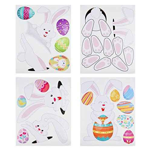 Bluecell 4 Sets Easter Decorations Easter Eggs Bunny Stickers Easter Window Adhesive Clings Bunny Paw Decals Easter Wall Door Floor Décor