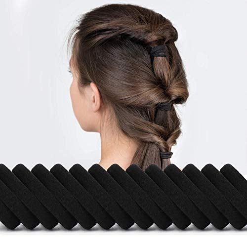 Hair Ties Band Hair Elastics Bands for Women Girls Cotton Seamless Ponytail Holders Hair Elastic Bands Black 150 PCS