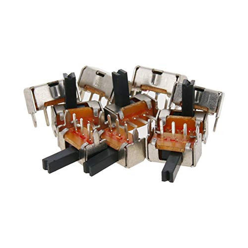 Fielect 20Pcs 2 Position 3Pin 1P2T Panel Mount Micro Slide Switch Latching Toggle Switch High Knob 6mm Handle Height Silver 50V 0.5A SK-12D07