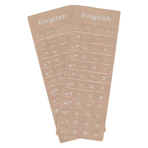 2 Pack Universal English Keyboard Stickers Transparent Background Transparent Background with White Lettering for Computer Laptop Notebook Desktop Replacement Computer Keyboard Stickers -English-