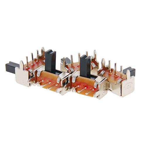 Fielect 20Pcs 2 Position 3Pin 1P2T Panel Mount Micro Slide Switch Latching Toggle Switch High Knob 5mm Handle Height Silver 50V 0.5A SK-12D07