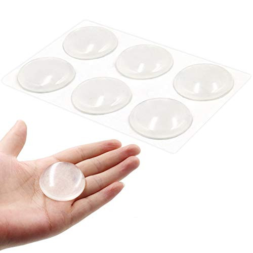 6PCS Door Stopper Wall Protector Self Adhesive Silicone Door Bumpers Clear Round Rubber Bumper Protectors Shock Absorbent Gel Wall Shield  and  Silencer for Door Handle