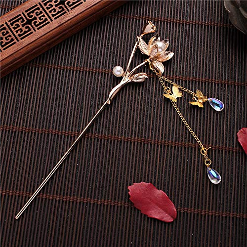 DAWEIF Chinese Style Retro Tassel Hair Stick Traditional Hanfu Hair Chopsticks Flower Pendant Women Bridal Headdress Hair Fork-C-