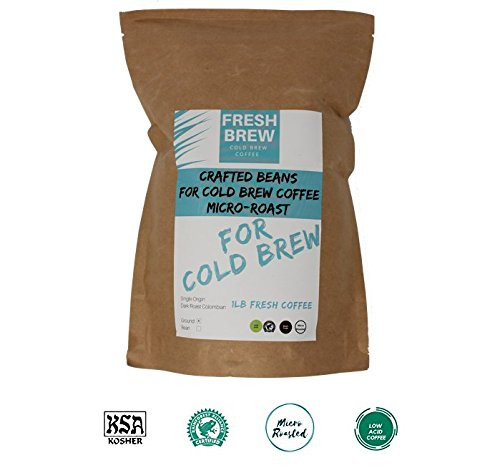 FreshBrew Crafted Coffee For Cold Brew Coffee Micro-Roast Low Acid 1lb Ground For Cold Brew