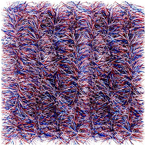Joottuan 26.2 Feet Patriotic Tinsel Garland Red White and Blue Tinsel Twist Garland Metallic Tinsel Decoration for 4th of July Memorial Day Party Supplies -Red White Blue-