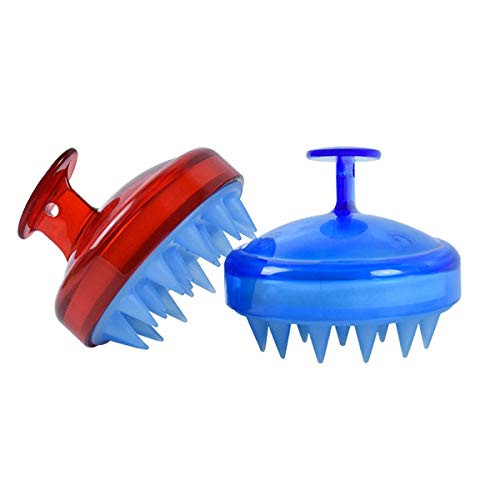 Scalp Massager Shampoo Brush 2 Pack Scalp Scrubber Head Massager Scalp Stress Relax Wet  and  Dry Scalp Exfoliator Brush with Soft Silicone Bristles Scalp Massager for Women Men Kids -Red  and  Blue-