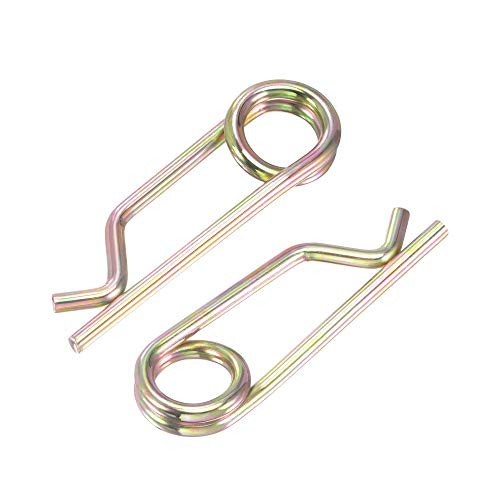uxcell R-Clip Pins - 3mm Wire55mm Length R Shaped Spring Cotter Pin Color Zinc Plating Trailer Tractor Mower Fastener Hardware 2pcs