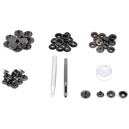 TOPINCN Leather Snap Fasteners Kit Metal Press Stud Snap Button Fastener with Fixing Tools Metal Snaps Buttons for Leather Clothes Jacket Repair-Black-