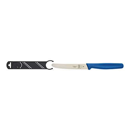 Mercer Culinary M33932BLB Bar Knife 4-5-16 Wavy Edge Rounded Tip Blue