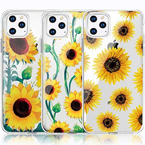 iPhone 11 Pro Max Case iPhone 11 Pro Max Case with Flowers -3-Pack- CarterLily Watercolor Flowers Floral Pattern Soft Clear Flexible TPU Back Case for iPhone 11 Pro Max 6.5 inch -Sunflowers-