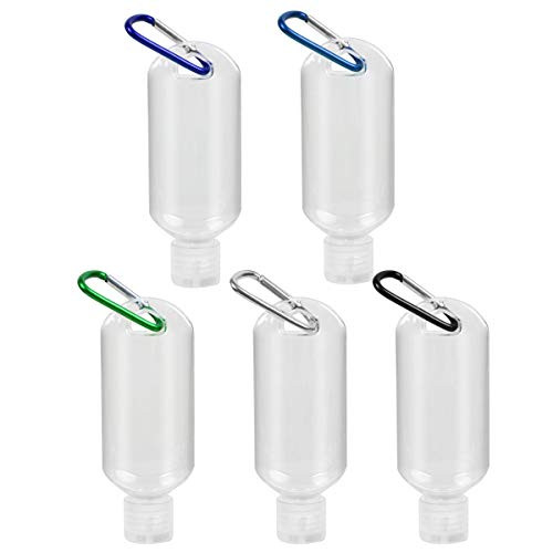 Travel Bottles With Keychain 1.7oz-50ml Portable Plastic Small Squeeze Bottles With Flip Cap Empty Refillable Containers For Toiletries Hand Sanitizer ConditionerShampoo-5 Packs-