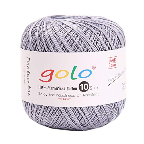 golo Cotton Crochet Thread Balls Size 10 Cotton Knitting Thread Yarn for Crochet -Bright Silvery-6-666