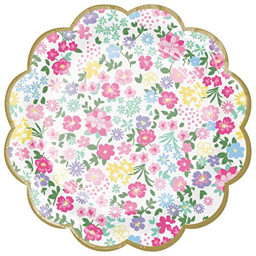 Creative Converting Floral Tea Party Scalloped Dessert Plates 8 ct Multicolor 7" 8 ct