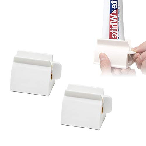 Rolling Tube Toothpaste Squeezer with Frosted Handles Turn Easily Toothpaste Dispenser for Bathroom Saves Toothpaste and Creams Eco-Friendly Manual Toothpaste Squeezer -White 2pcs-