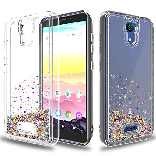 Wtiaw-AT and t Calypso CaseAT and T Calypso U318AA Case -2020 Release-AT and t Calypso Phone CaseFlowing Liquid Floating Ultra Thin Shock Absorption Glitter Case for-AT and t Calypso-SA Gold