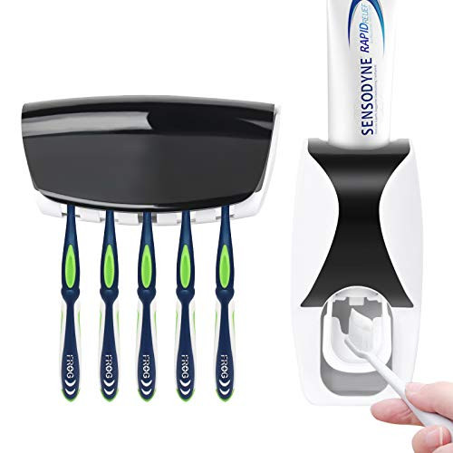 Toothbrush Holder Automatic Toothpaste Dispenser Set Dustproof Wall Mount Stand Toothpaste Squeezer for Family Washroom Bathroom Toothbrush Holder Automatic Toothpaste Dispenser Set Dustproof Wall Mount Stand Toothpaste Squeezer for Family Washroom Bathroom